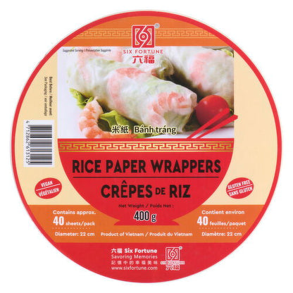 Six Fortune Rice Paper 400 g front package