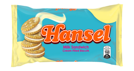 Hansel Milk Sandwich Biscuits 320 g front package