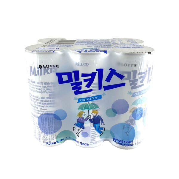 Lotte Milkis Original six pack 250 mL cans front